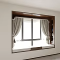 Modern Bay Window Interior Design With Wooden Frame Light Curtains And Storage