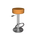 Adjustable Height Bar Stool With Orange Padded Seat And Metal Base Footrest