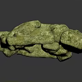 Green Natural Stone Decorative Piece With Textured Surface And Hollow Design On Reflective Base