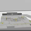 Park Landscape Design Featuring Paved Ground Steps Green Areas Circular Center And Yellow Railings