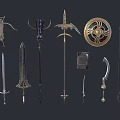 Weapon Shield Lance Bow Sword 3d model