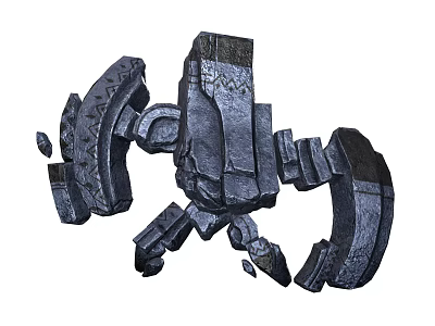 Adventurer Encountering Stone Scorpion Mechanical Construct In Fantasy World 3d model
