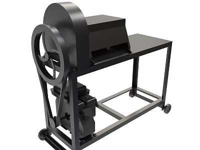 Black Industrial Machine With Metal Frame Mobile Wheels And Mechanical Components 3d model