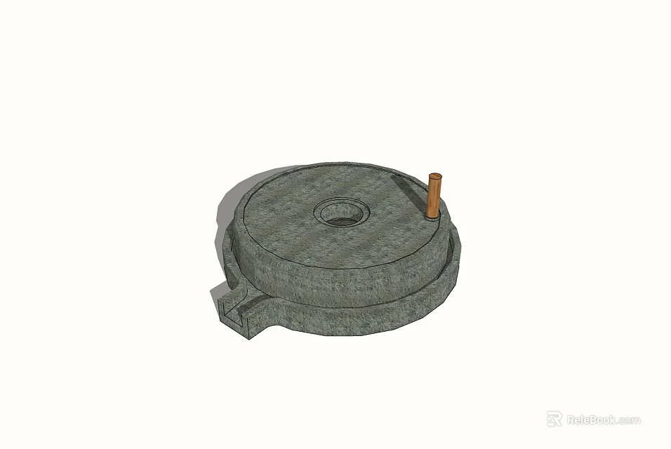 Rural Landscape With Traditional Stone Mill And Wooden Handle Rustic Village Scene 3d model 
