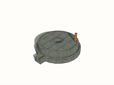 Rural Landscape With Traditional Stone Mill And Wooden Handle Rustic Village Scene 3d model