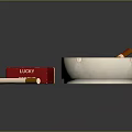 Vintage Decorative Ornament Combination With Red Lucky Strike Cigarette Pack White Ashtray And Cigarettes
