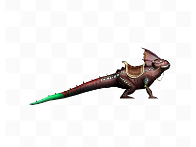 Mythical Game Movie Character Dragon Mount With Saddle Green Tail And Decorative Details 3d model