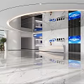 Elegant Modern Corporate Reception Lobby With Marble Walls And Complete Enterprise Brand Culture