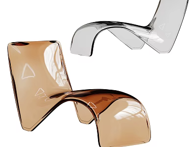 Modern Acrylic Leisure Chair With Smooth Curved Design And Transparent Amber Finish 3d model