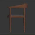 Stylish Leisure Chair With Wooden Frame Curved Armrests And Blue Padded Seat
