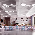 Book Art Inspired Music Room Interior With Piano Drums Mirrors And Carpets