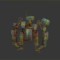 Colorful Artistic Robot Design With Mechanical Limbs And Decorative Joints