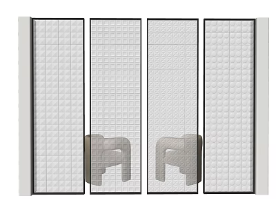 Modern Translucent Room Divider With Grid Pattern For Interior Space Separation 3d model