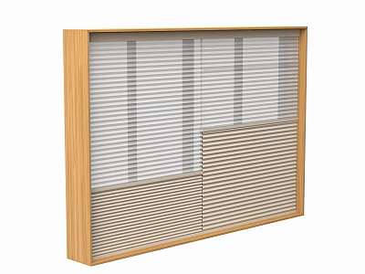Stylish Wooden Window Blinds with Horizontal Slats and Natural Wood Frame Design 3d model