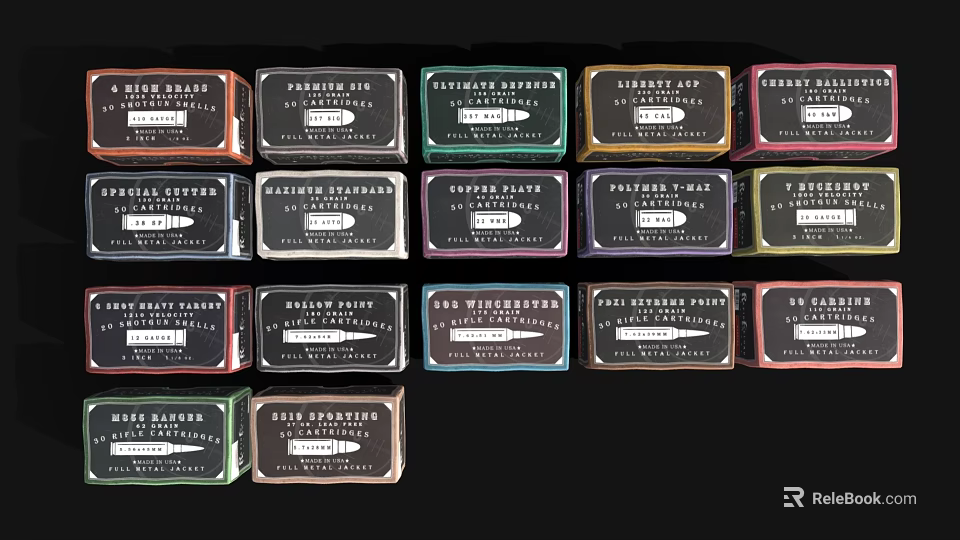 Weapon Accessory Cases in Various Colors with Gold and Silver Sponge and Premium Tip Labels 3d model 