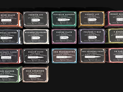 Weapon Accessory Cases in Various Colors with Gold and Silver Sponge and Premium Tip Labels 3d model