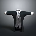 Stylish Men's Formal Wear With Black Suit Jacket White Shirt And Striped Tie