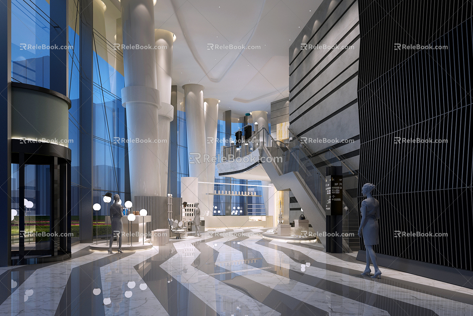 Modern Hall Fashion Commercial Space Lobby 3d model