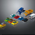 Colorful Toy Cars Collection Featuring Taxi Truck Van And Sedan Models
