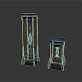 Pair Of Classic Decorative Pedestals With Intricate Openwork Design And Dark Bases