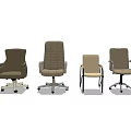 Upholstered Office Chairs With Different Backrest Styles And Rolling Bases 3d model
