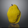 Fresh Yellow Pear With Brown Spots On Dark Shiny Background