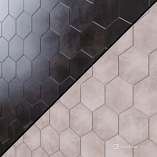 Hexagonal Tiles With Dark And Light Color Contrast Matte Surface For Modern Interior 3d model 