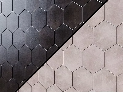Hexagonal Tiles With Dark And Light Color Contrast Matte Surface For Modern Interior 3d model