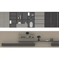 Modern Bookcase With Sleek Gray Finish Open Shelves And Storage Drawers Design