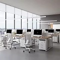Modern Public Office Open Office Chair Combination Desk Small 3d model