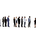 Diverse Group of People Standing in a Row Against Light Background