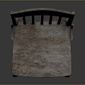 Rustic Wooden Leisure Chair With Slatted Back Distressed Surface And Natural Texture