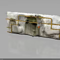 White Panel With Yellow Pipes Green Stains Red Device Metal Frame And Water Droplets