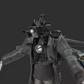 Mechanical Game Film Character With Trench Coat Headgear And Metal Components