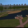 Comprehensive Aerial Urban Planning with River Roads Bridges and Building Layout