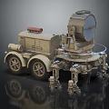 Vintage Military Truck With Large Searchlight And Metal Support Legs