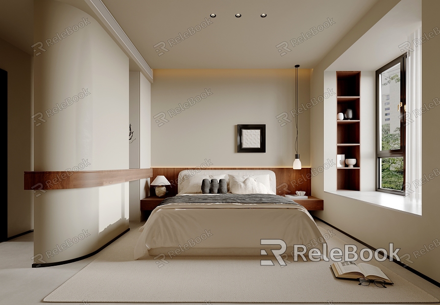 Middle Style Bedroom Bed Wardrobe Door model