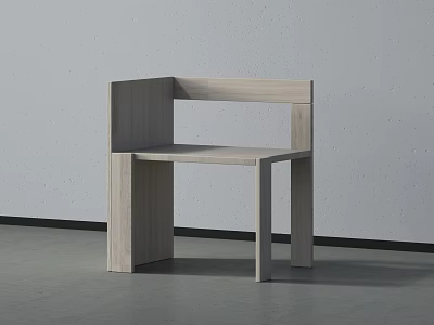 Modern Minimalist Wooden Single Chair With Clean Lines Against Gray Wall And Floor 3d model