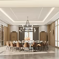 New Chinese-style private dining room dining table and chairs 3d model