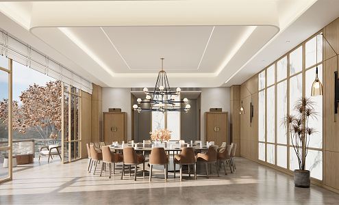 New Chinese-style private dining room dining table and chairs 3d model