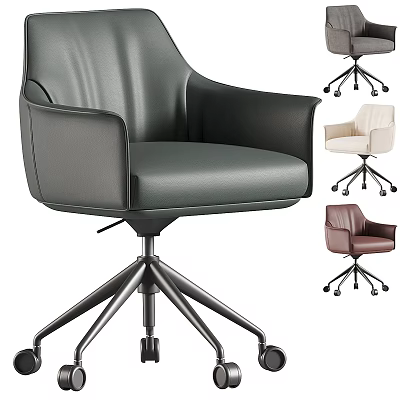 Modern Leather Office Chair With Swivel Rolling Base In Black Beige Brown 3d model