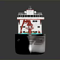 Bulk Cargo Ship With Red Crane And Loaded Deck On Marine Hull 3d model