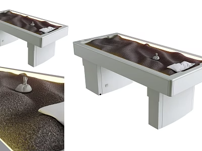Modern Massage Bed With White Frame Dark Cushioned Surface And Comfortable Pillow 3d model