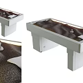 Modern Massage Bed With White Frame Dark Cushioned Surface And Comfortable Pillow