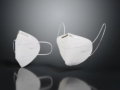 White KN95 Face Masks with PM2.5 Protection and Elastic Ear Loops 3d model
