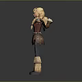 3D Cartoon Girl Character Model With Blonde Hair Red Top Arms Outstretched And Fur Boots