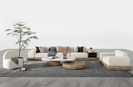 Modern sofa coffee table combination 3d model