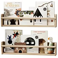 Wooden Children's Bed with Storage Drawers Bookshelf Toys Decor and Stool