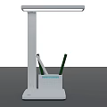 White Desk Lamp With Pen Holder Calendar And Modern Sleek Design
