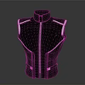 Futuristic Black Sleeveless Vest With Central Zipper And White Accent Lines